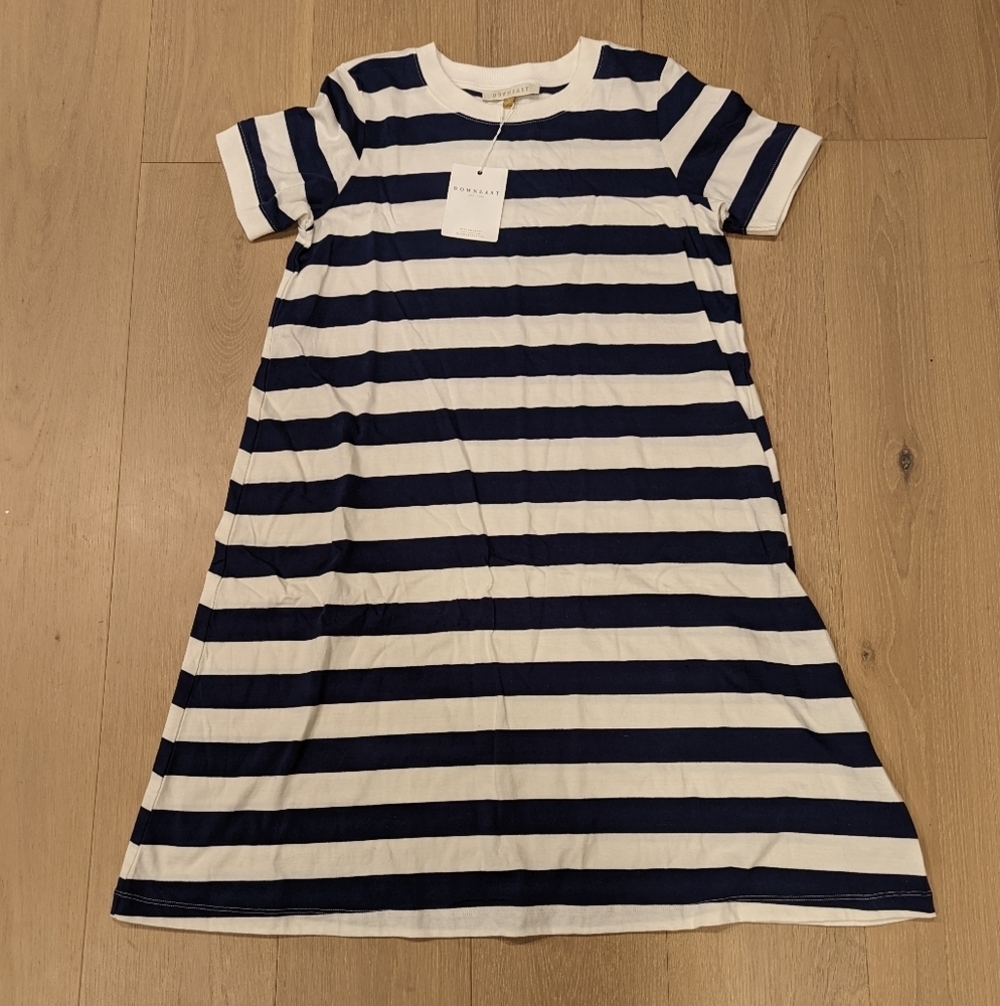 Striped Navy and Creamy White Dress